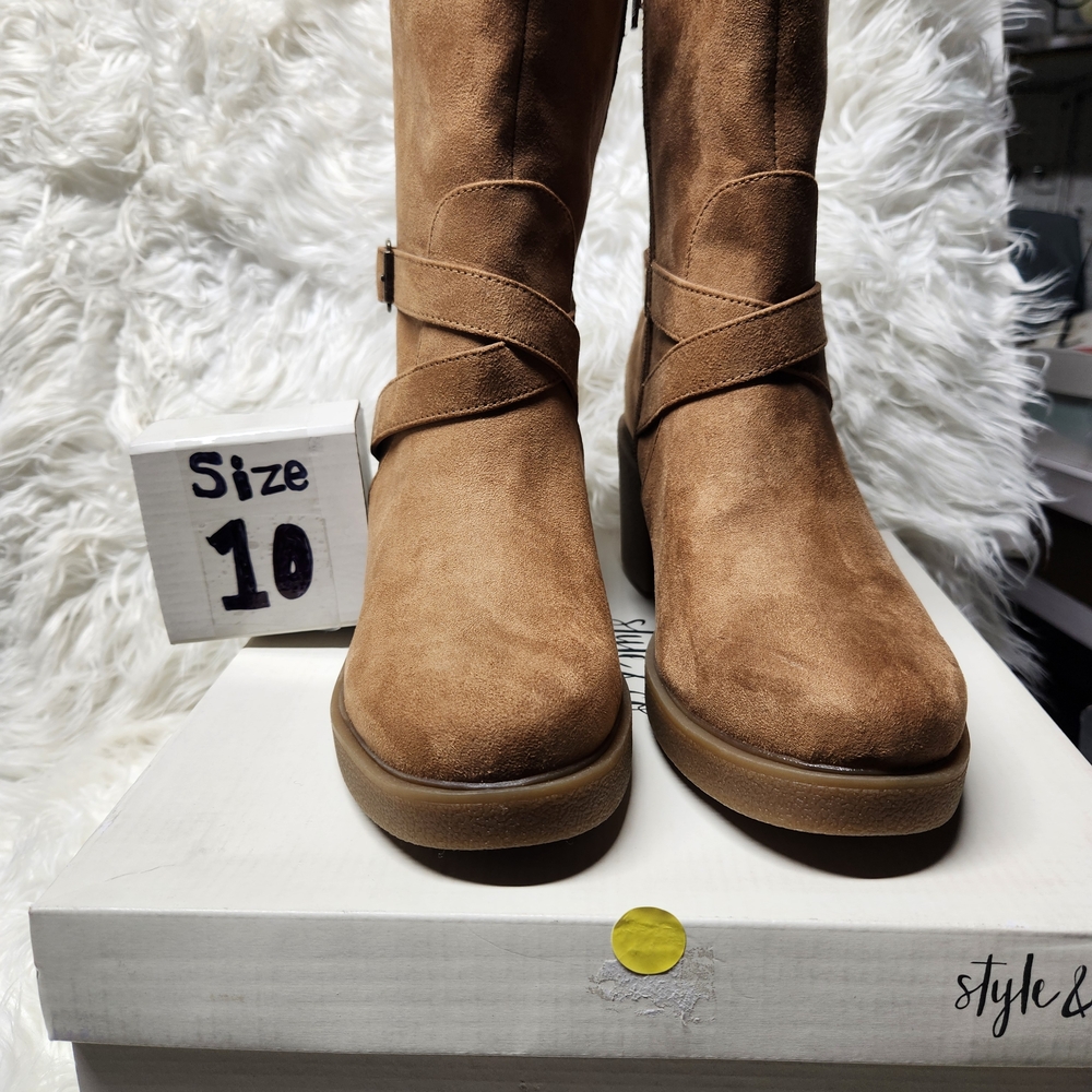 Macy's - Style & Co. Bessieef Women's Tan Suede Heeled Boots